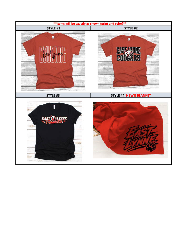 Cougar Spirt Wear Sign-Up Sheet