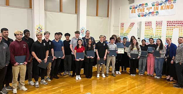 Student-athletes from W.T. Clarke High School and East Meadow High School who were awarded post-season athletic honors of All-County or greater were recognized during the East Meadow Board of Education’s April 9 meeting at the Salisbury School.