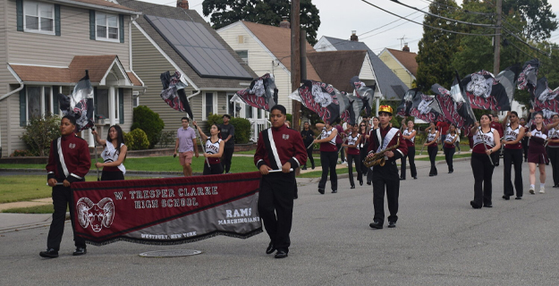 Students marching in parade.
