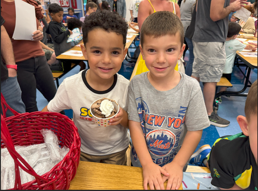 children at the kindergarten ice cream social