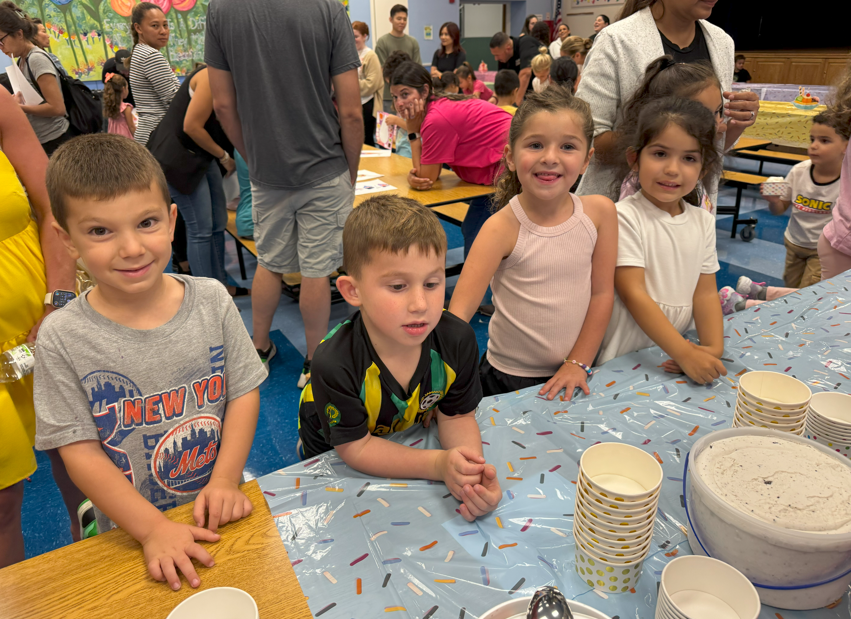 children at the kindergarten ice cream social