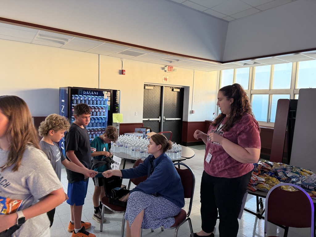 Students getting refreshments