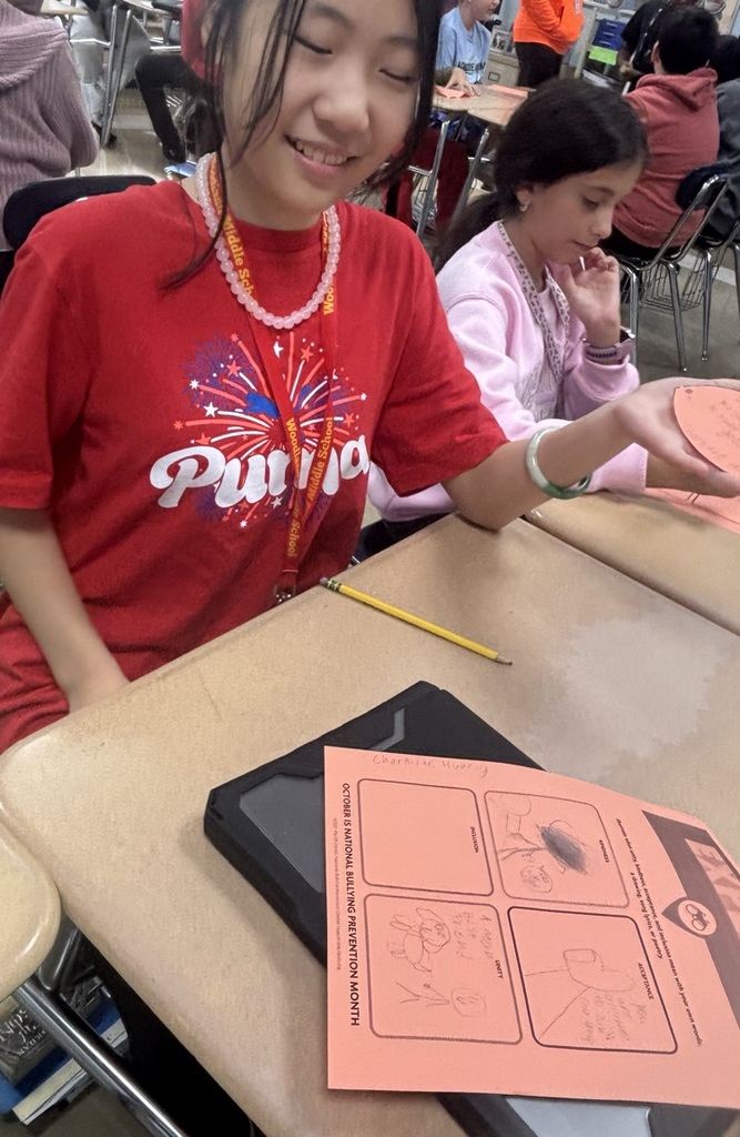 To celebrate Unity Day, sixth graders expressed what acceptance, inclusion, and kindness mean to them through creative writing, art, and music—guided by our Peer Helpers!