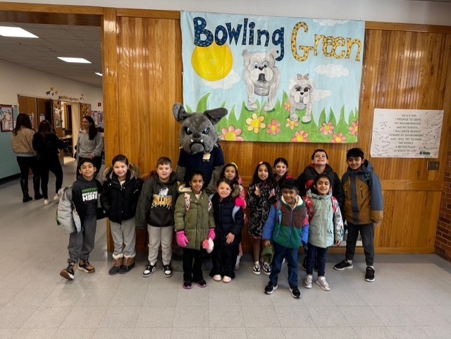 students with mascot