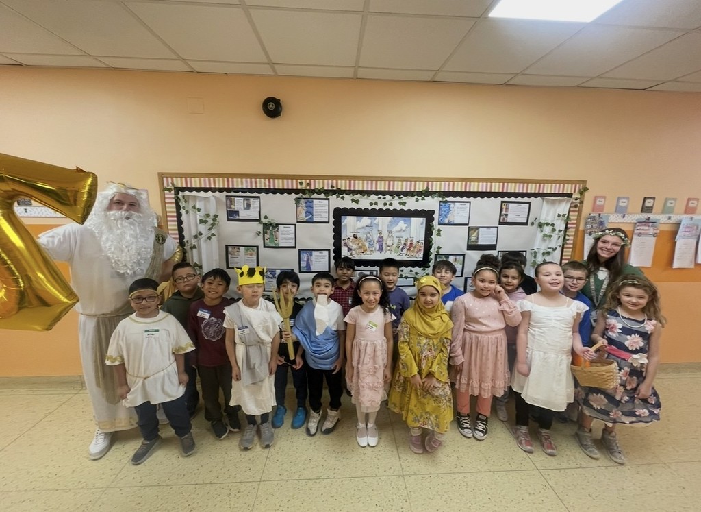 2nd grade teachers and students learning about Greek Mythology