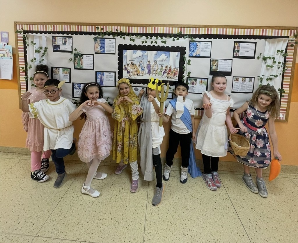 2nd grade teachers and students learning about Greek Mythology