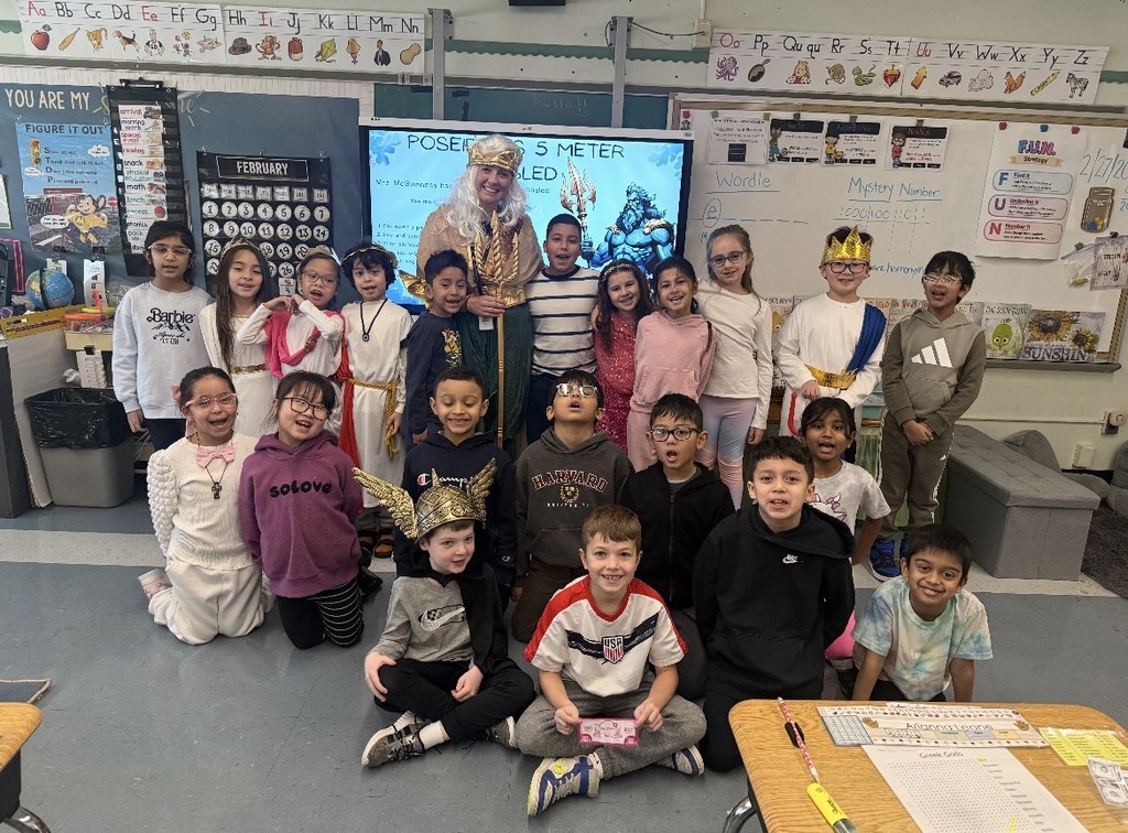 2nd grade teachers and students learning about Greek Mythology