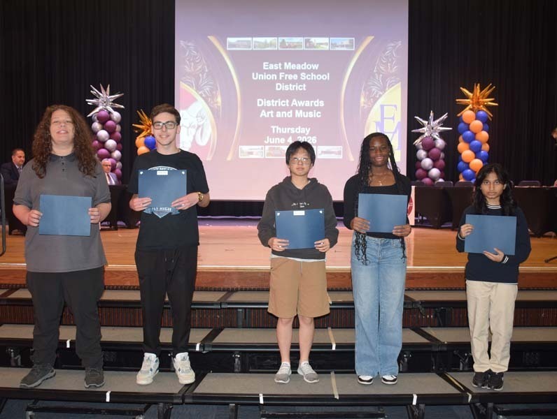 Hundreds of elementary and secondary school students were honored for their excellence in music and art during the East Meadow School District’s annual Music and Art Awards ceremony at East Meadow High School.