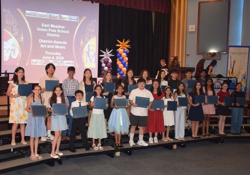 Hundreds of elementary and secondary school students were honored for their excellence in music and art during the East Meadow School District’s annual Music and Art Awards ceremony at East Meadow High School.