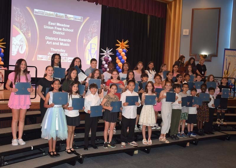 Hundreds of elementary and secondary school students were honored for their excellence in music and art during the East Meadow School District’s annual Music and Art Awards ceremony at East Meadow High School.