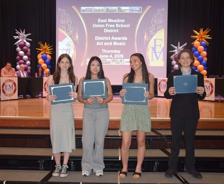 Hundreds of elementary and secondary school students were honored for their excellence in music and art during the East Meadow School District’s annual Music and Art Awards ceremony at East Meadow High School.