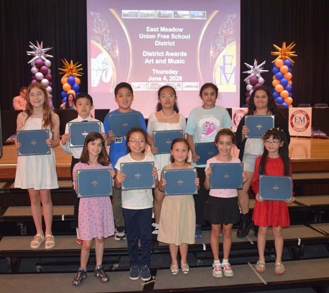 Hundreds of elementary and secondary school students were honored for their excellence in music and art during the East Meadow School District’s annual Music and Art Awards ceremony at East Meadow High School.