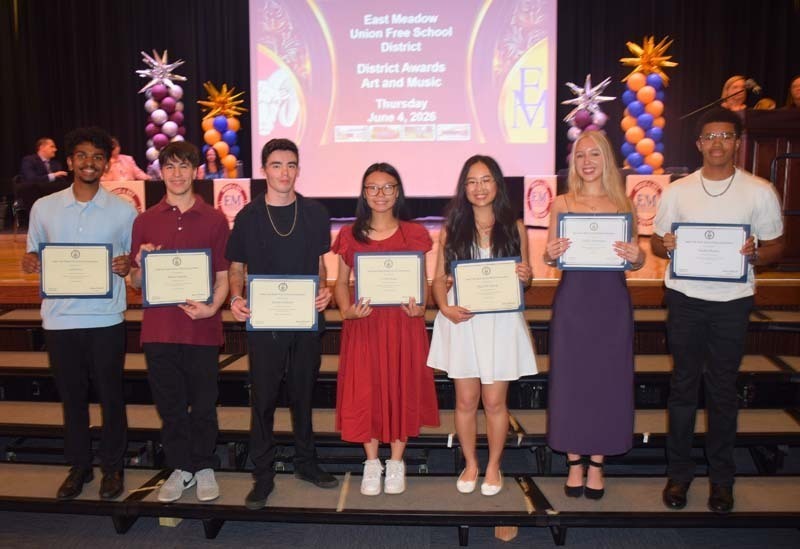 Hundreds of elementary and secondary school students were honored for their excellence in music and art during the East Meadow School District’s annual Music and Art Awards ceremony at East Meadow High School.