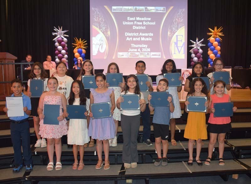 Hundreds of elementary and secondary school students were honored for their excellence in music and art during the East Meadow School District’s annual Music and Art Awards ceremony at East Meadow High School.