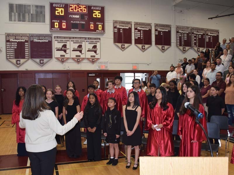 W.T. Clarke Middle School in East Meadow were proud to take the next step towards high school during their moving-up ceremony at the school’s gymnasium. 