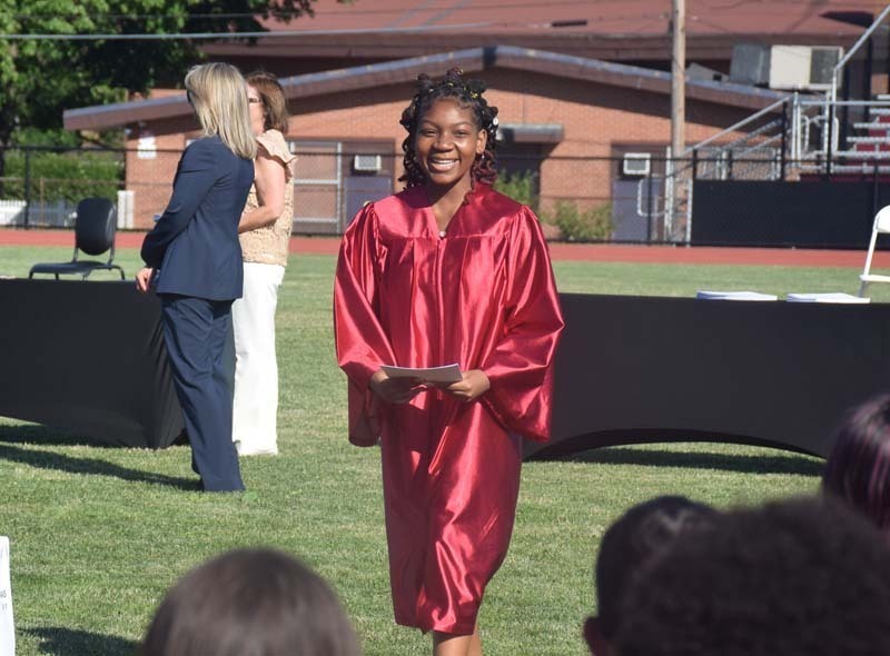 Eighth grade students at Woodland Middle School in East Meadow commemorated the culmination of their middle school years during the school’s moving-up ceremony held at the Salisbury School. 