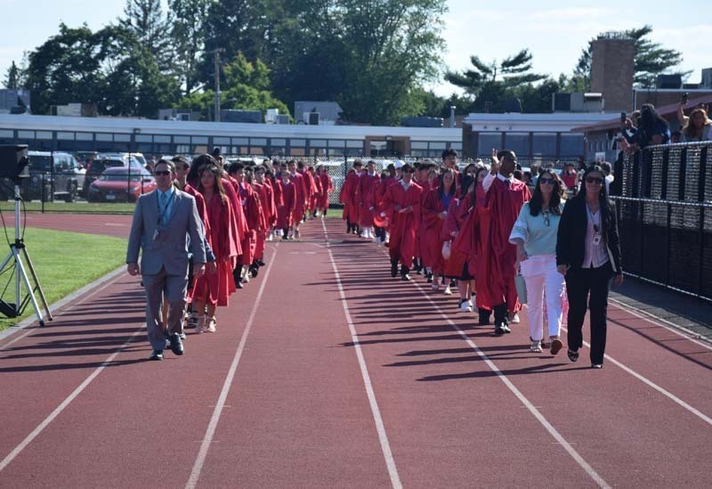Eighth grade students at Woodland Middle School in East Meadow commemorated the culmination of their middle school years during the school’s moving-up ceremony held at the Salisbury School. 