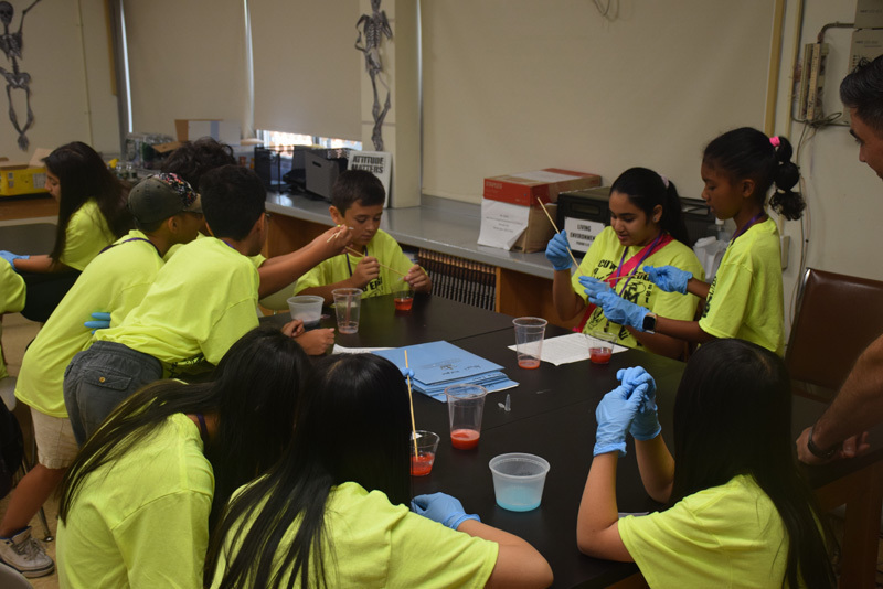 students in classroom in yellow shirts