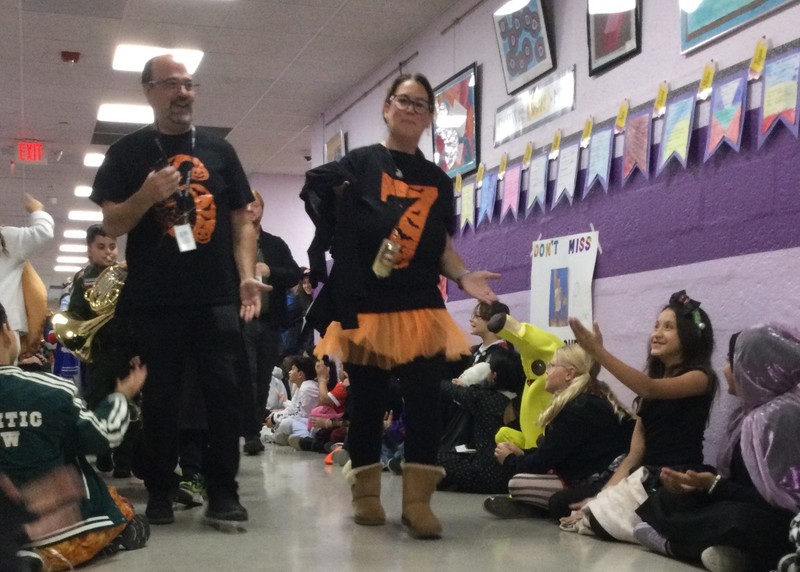 McVey teachers walking in their costumes.