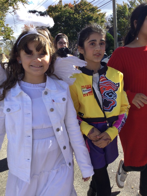 McVey students walking in their costumes.