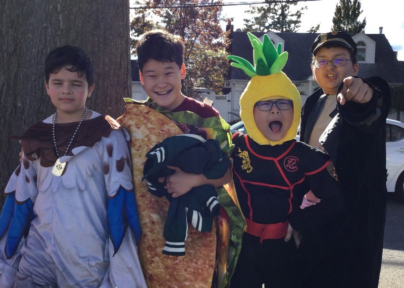 McVey students walking in their costumes.