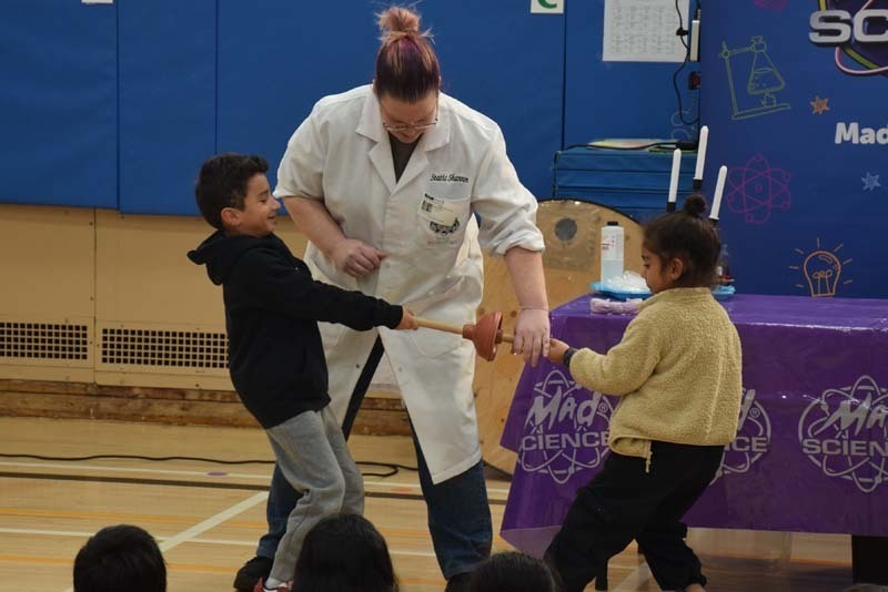 On Jan. 15, “Static Shannon” from Mad Science of Long Island led a variety of science experiments at George McVey Elementary School in East Meadow.    