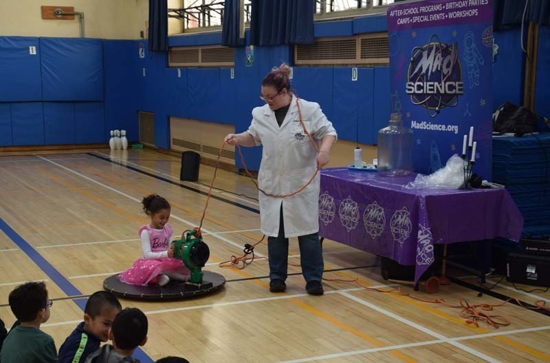 On Jan. 15, “Static Shannon” from Mad Science of Long Island led a variety of science experiments at George McVey Elementary School in East Meadow.    
