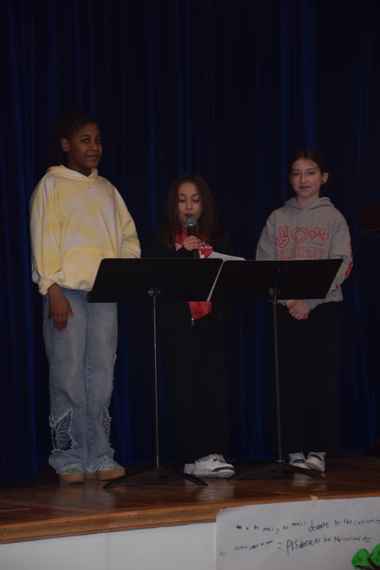 After the assembly, students got to meet two dogs, Cooper and Penny, from the town’s animal shelter. 