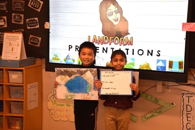 Students Holding Up Artwork