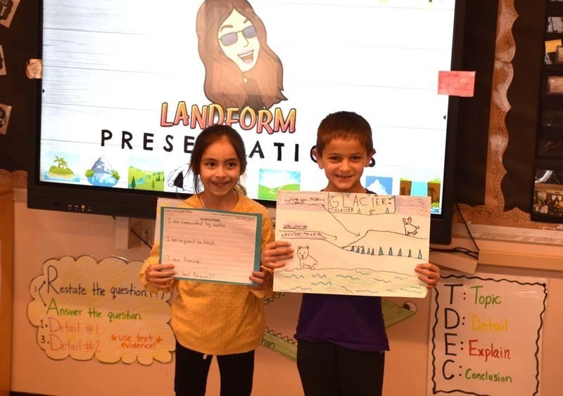 Students Holding Up Artwork