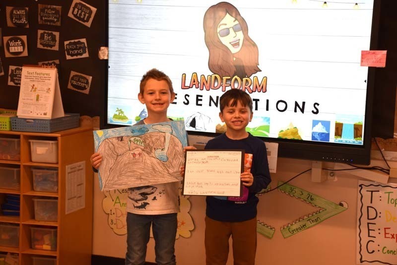 Students Holding Up Artwork