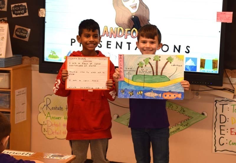 Students Holding Up Artwork