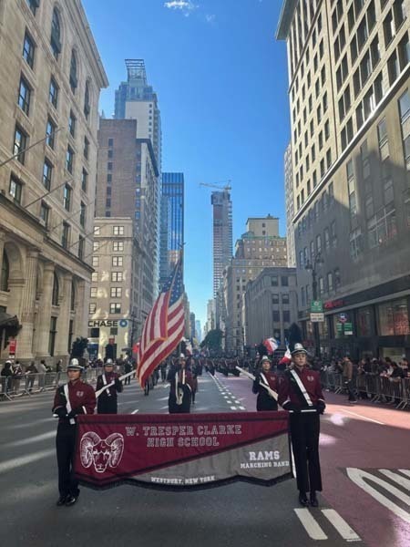 W.T. Clarke High School Rams perform at the NYC Veterans Day Parade 