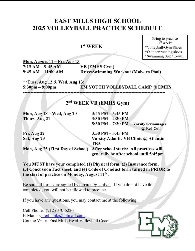 vball schedule