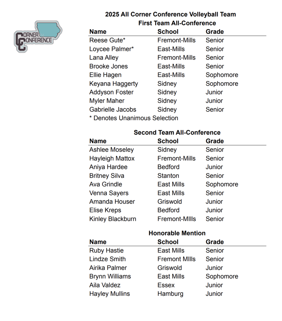 2025 All Conference Volleyball Selections