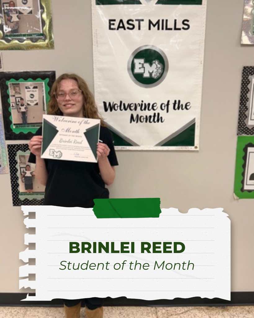 Brinlei Reed, Student of the Month, standing and smiling while holding her certificate