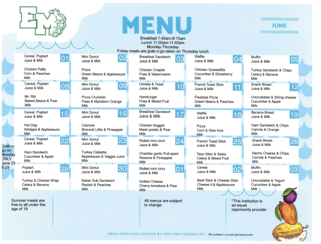 June menu