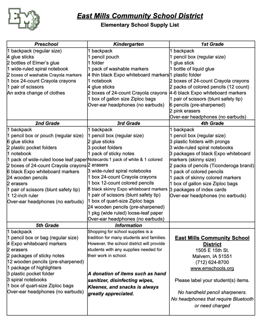 elementary supplies