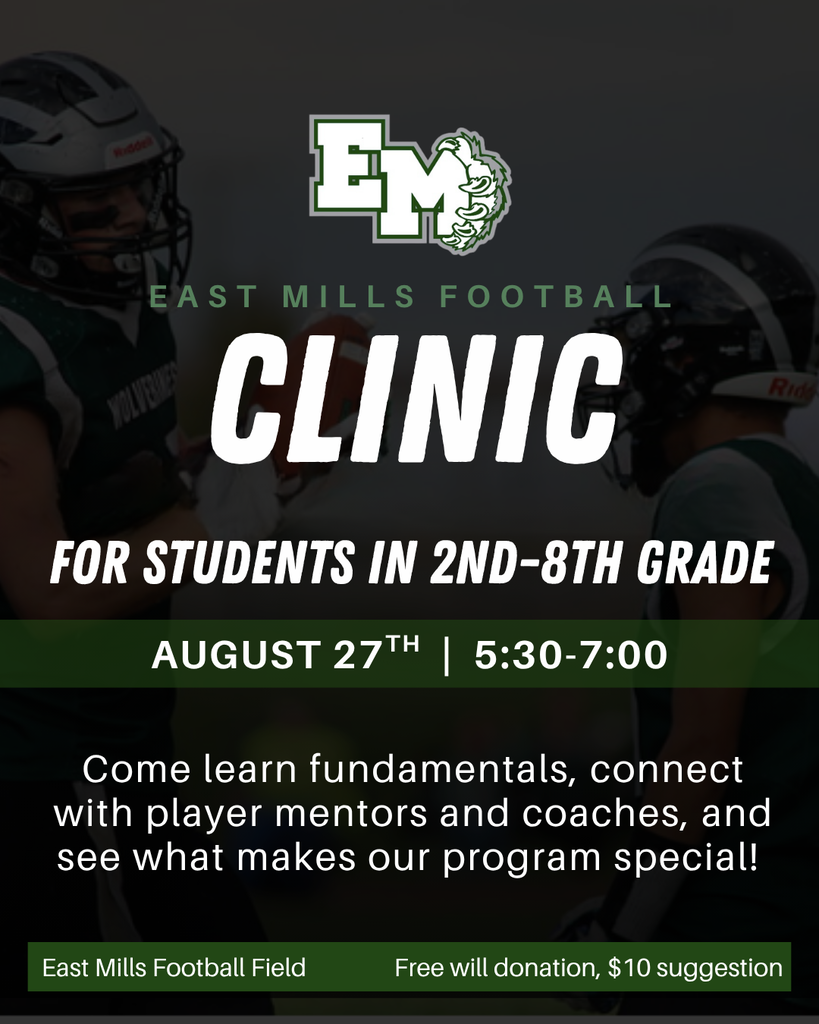 EM Football Clinic on August 27th from 5:30-7:00
