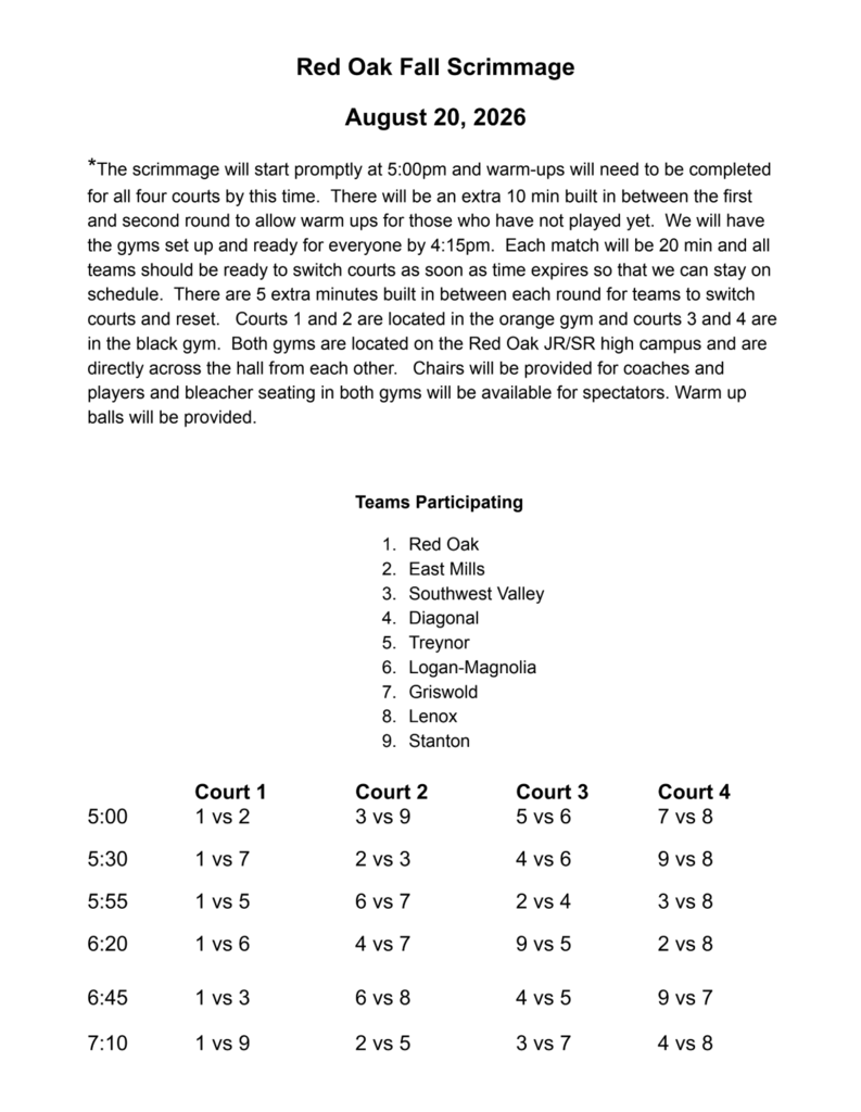 Red Oak vball scrimmages