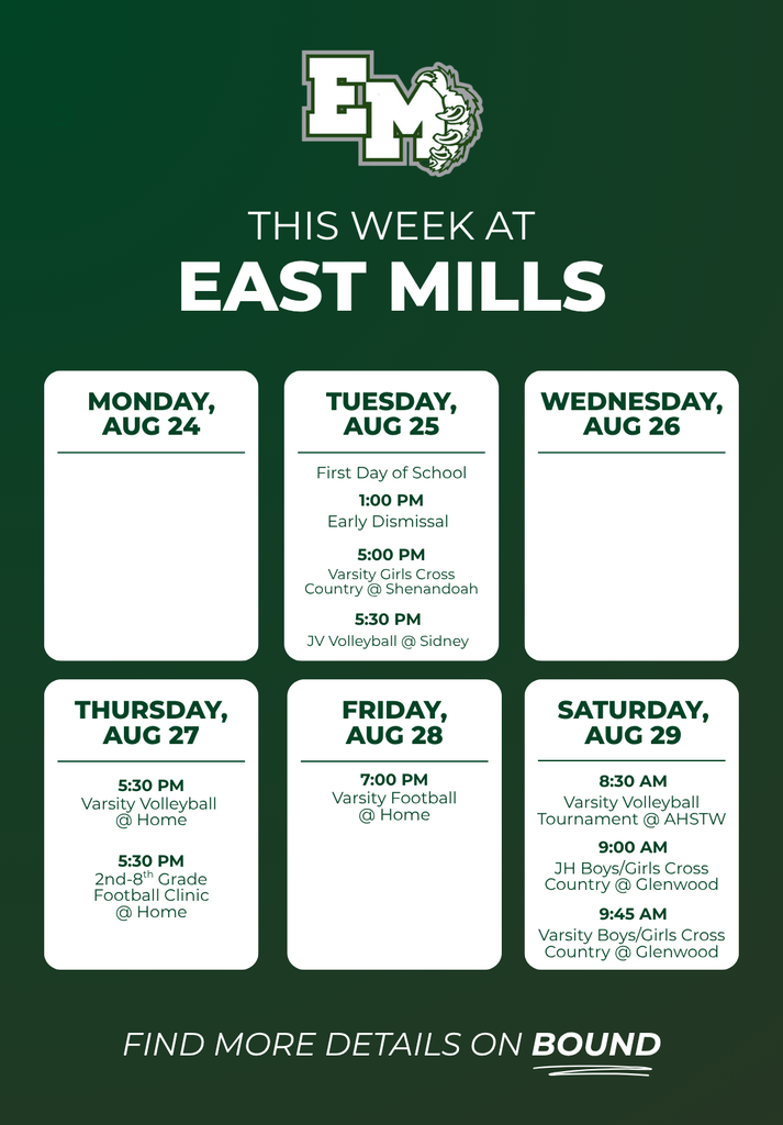 This week's events at East Mills
