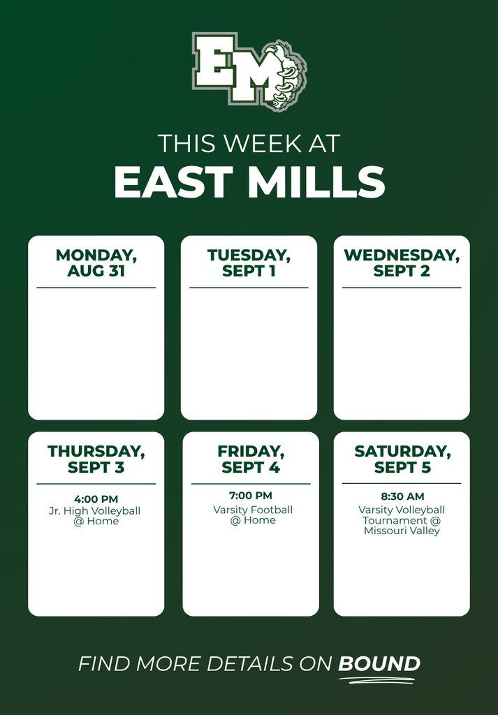 This week's events at East Mills