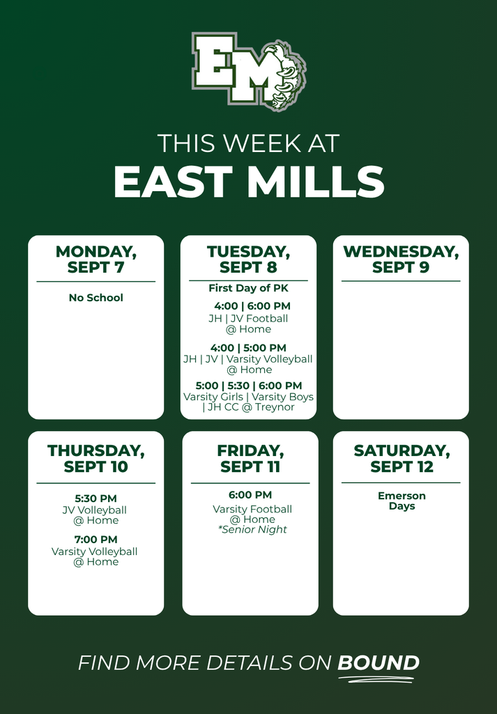 This week's events at East Mills