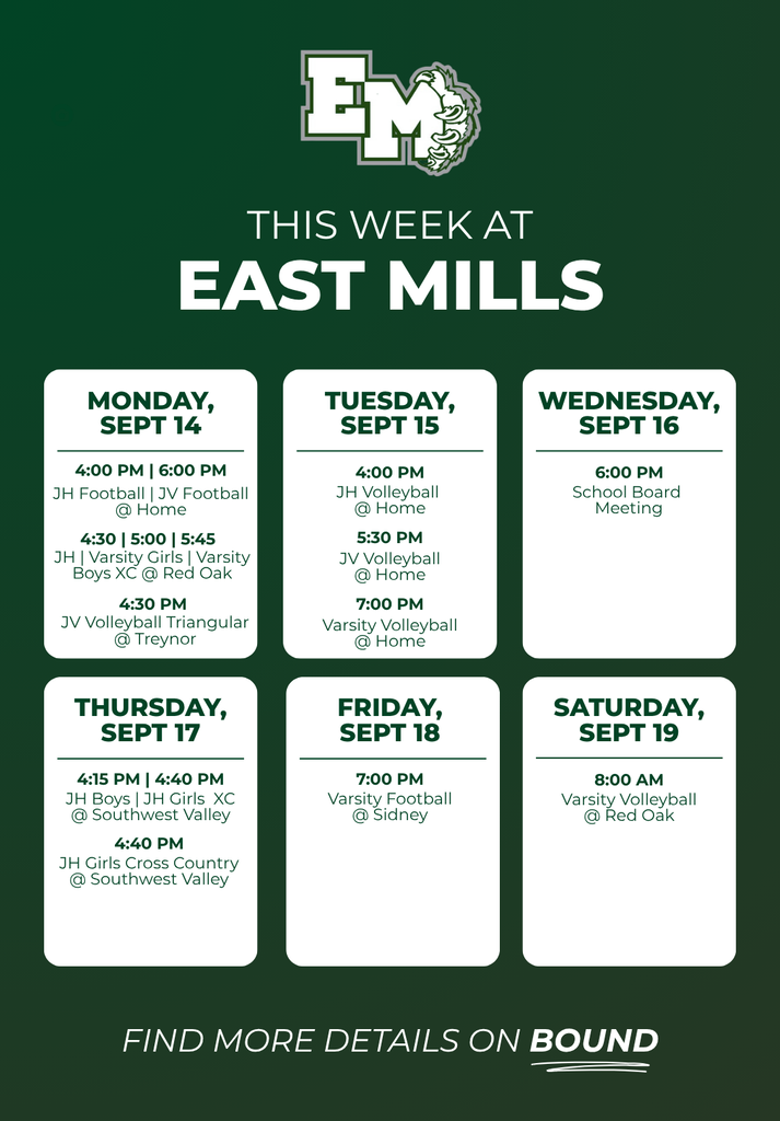 This week's events at East Mills