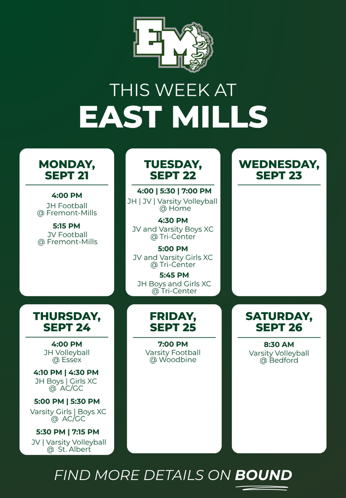 This week's events at East Mills