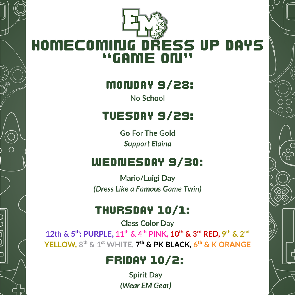 East Mills Homecoming Dress Up days