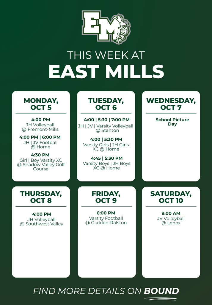 This week's events at East Mills