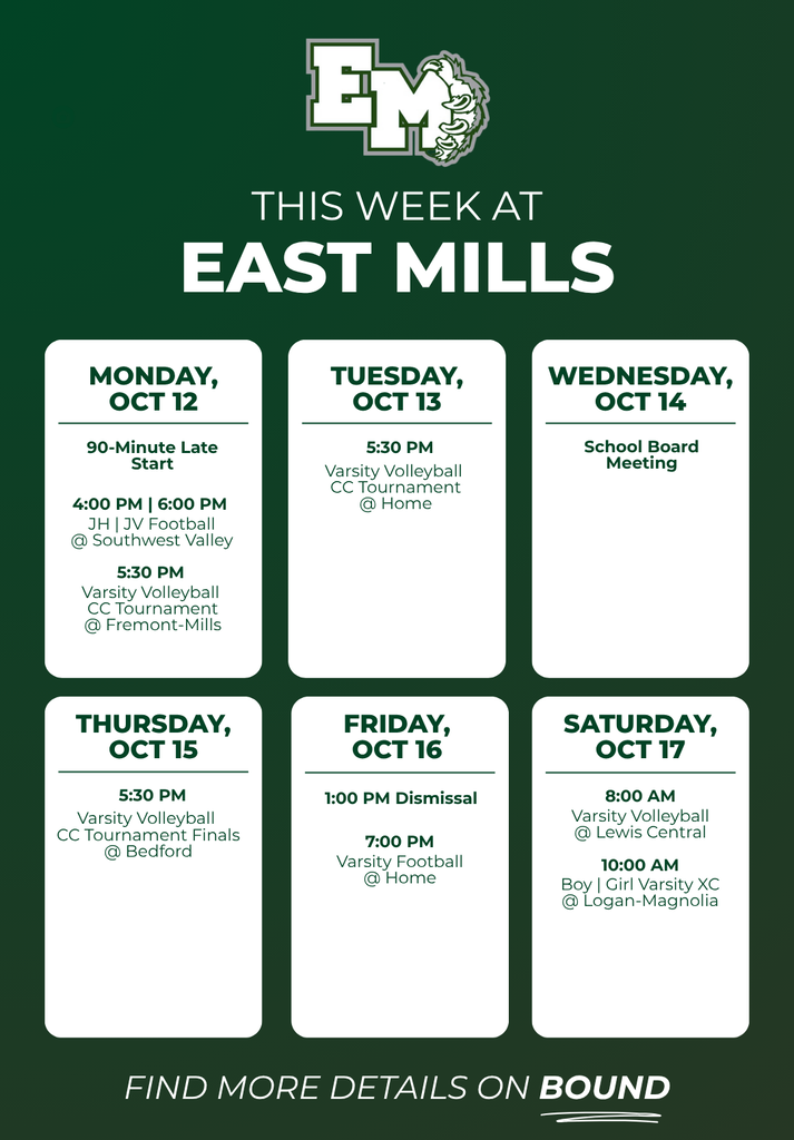 This week's events at East Mills