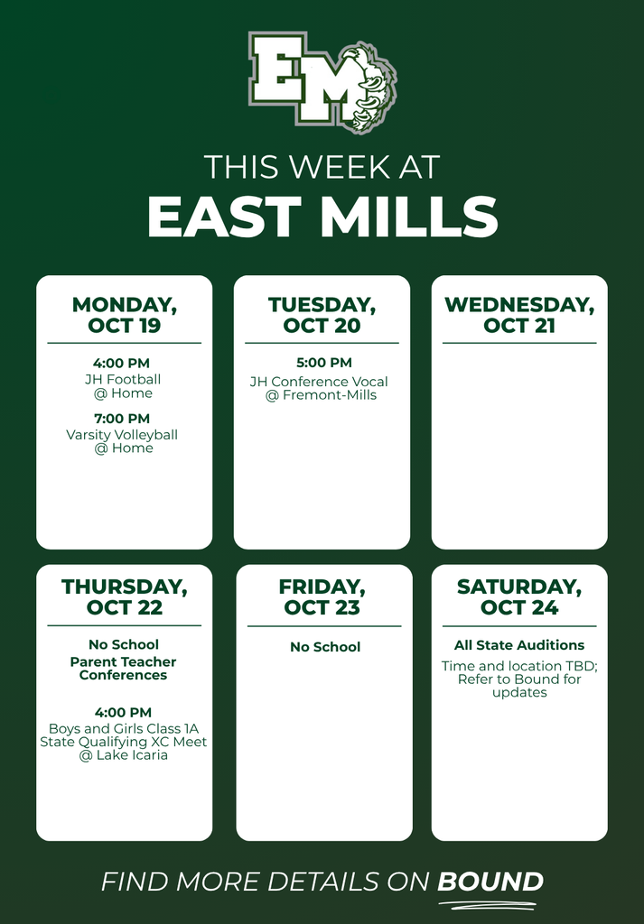This week's events at East Mills