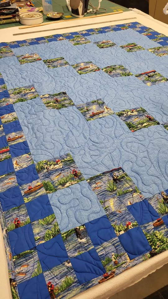 Blue handmade quilt